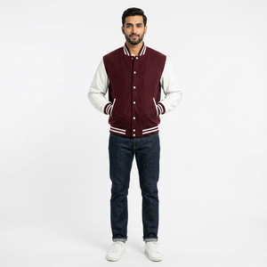 Veste universitaire authentique en mélange de laine, manches en cuir, boutons durables, parfaite pour l'esprit d'équipe et la mode quotidienne - Product Image 1