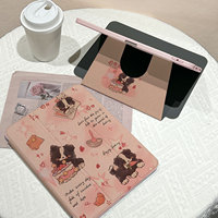 Étui pour iPad rotatif à trois volets personnalisable à 720 °, housse de tablette à motif de dessin animé mignon avec support pour stylo