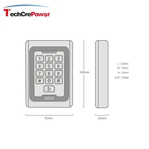 Shenzhen Sistem Kontrol Akses Komersial Pembaca Kartu RFID Kontrol Akses Masuk Keypad Mandiri Logam Keamanan