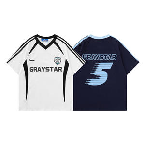 Fashion Pure Cotton Hip Hop Print Racing Suit T-<strong>Shirt</strong> V-Neck Loose Fit Summer Men - Product Image 5