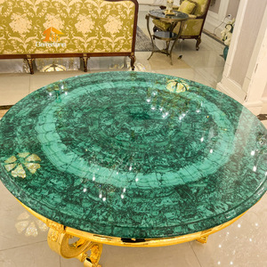 Tùy Chỉnh Cổ Điển Tự Nhiên Màu Xanh Lá Cây Đá Quý Malachite Vòng Trung Tâm Bảng Với Brass Trang Trí - Product Image 2