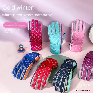 Gants de <span class=keywords><strong>ski</strong></span> d'hiver pour enfants épaissi coupe-vent PU pour le snowboard équitation voiture électrique Double verrouillage chaud gants résistants au froid - Product Image 6