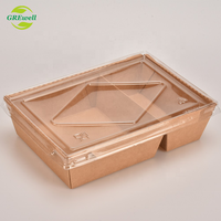 Boîte à lunch en papier kraft jetable, pièces, de qualité alimentaire brun, conteneurs de stockage des aliments 2 compartiments