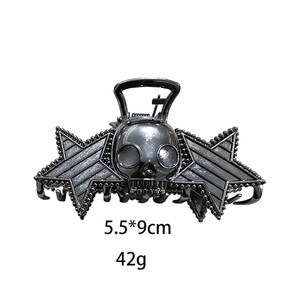 Pinces à cheveux en alliage Halloween, grandes pinces requin motif chauve-souris, crâne, étoile, barrettes gothiques pour femmes, accessoires de cheveux pour cosplay et fête - Product Image 3