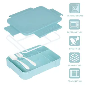 2023 New Product Rectangle Bento Box Fashion Pp Plastic Lunch Box Compartments Portable Lunch Box