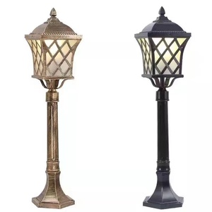 Lampadaire de jardin extérieur LED en laiton, poteau métallique IP66, lumière blanc chaud 2700K, abat-jour métallique, AC 85-265V, luminaire non détachable, détecteur de mouvement - Product Image 2