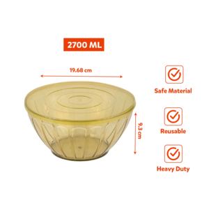 PP Plastic Eco-Friendly Stackable Food Storage Container 2700ML Lid Durable Reusable Kitchen Salad Bowl Safe Material Heavy Duty - Product Image 2