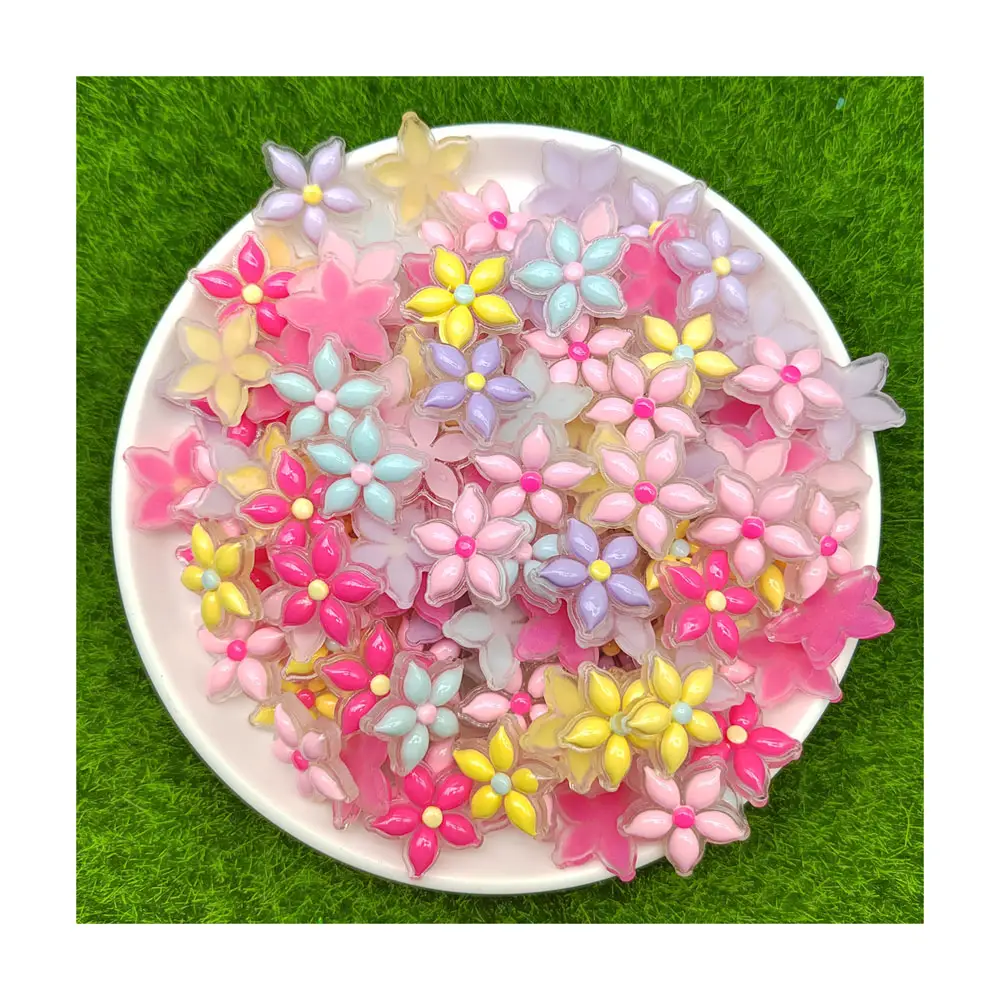 Mini adornos florales de resina para álbum de recortes, adornos de flores de colores aleatorios sin perforar, para manualidades, decoración de joyería