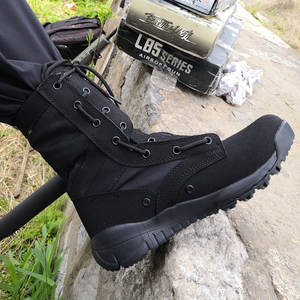 Unisex Zwarte Suède Tactische Laarzen Met Ritssluiting Veters Gevechtsschoenen In Hoogte, Waardoor Antislipfuncties Voor Het Zomerseizoen Toenemen - Product Image 4