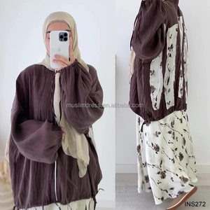 Habib Oriente Medio Ropa musulmana tradicional para mujer Personalizado Modesto Nuevo diseño 2 piezas Top informal con vestido interior largo - Product Image 3