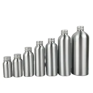 Custom Food Grade Cosmetic 15ml 50ml 100ml 150ml 200ml 250ml 1 Liter Liquid Oil Aluminum Bottle With Screw Aluminium Lid