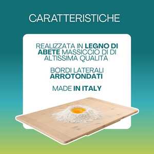 Tagliere in Legno di Abete 80x48 Cm con Bordi Arrotondati Antiscivolo per Asciugatura Pasta - Product Image 3