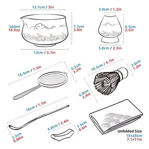 طقم شاي ماتشا ياباني بتصميم فوجي من تياناجو، مجموعة أدوات شاي تشمل خفاقة بامبو ووعاء مع مغرفة ومنخل، وعاء سيراميك وردي، طقم ماتشا - Product Image 5