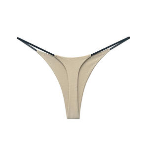 Culottes de bikini doubles fines pour femmes, nouveau string sexy taille basse en forme de T, uni, teinté, motif à pois, lingerie en méthode de tissage tricoté - Product Image 5