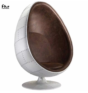 Silla Industrial Vintage Tipo Huevo, Silla de Aluminio Estilo Piloto Spitfire, Silla Moderna de Fibra de Vidrio, Tela y Cuero para Uso en Exteriores y Centros Comerciales - Product Image 1