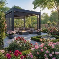 Pergola bioclimatique en aluminium robuste avec système de lames motorisées, gazebo à toit rigide résistant aux intempéries pour patio de villa