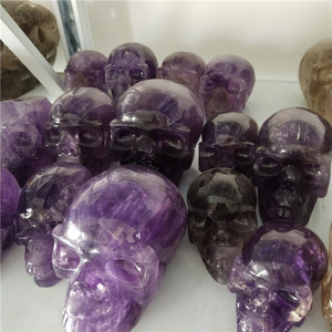 Di alta qualità intagliato a mano naturale di cristallo di quarzo ametista lucido intaglio teschi per la vendita - Product Image 4