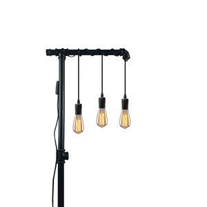 โคมไฟห้อยแบบมีสายพกพา 3 หัว E26 LED สีดำ ควบคุมด้วยสวิตช์ ชุดโคมไฟระย้าสำหรับร้านกาแฟและร้านอาหาร - Product Image 5