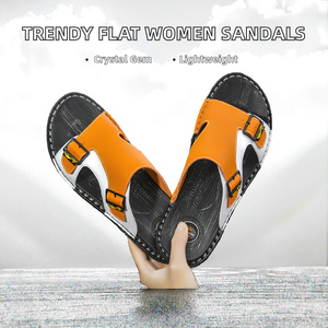 Women's Trendy <b>Platform</b> Flat Heeled Sandals <b>with</b> Crystal Decoration-Lightweight Fashion Footwear Shoes - Product Image 2