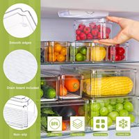 Transparent de qualité alimentaire en plastique bac à légumes réfrigérateur couvercle de stockage Rectangle cuisine tri stockage pour légumes Fruits