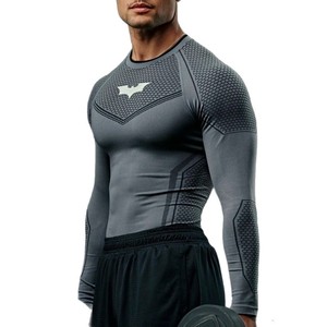 Mens Black Long-Sleeve T-Shirt 3D Digital-Print Stretch Sports <strong>Top</strong> Quick-Dry Crew-Neck Casual Sporty Sportswear YOUNGAL - Product Image 6