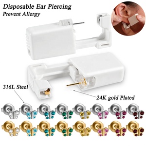 24 pz/scatola Dispositivo Monouso per Piercing Orecchio con Orecchino a Farfalla Placcato Oro 24K, Pistola per Piercing Monouso, Strumento all'Ingrosso - Product Image 2