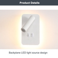 Applique murale led rotative de lecture, avec interrupteur, lampe de chevet, chambre à coucher, couloir, escalier, projecteur de chambre d'hôtel