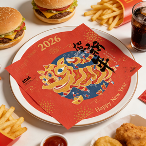 مفارش طاولة مخصصة صديقة للبيئة ومقاومة للدهون لرأس السنة الصينية الجديدة (سنة التنين) - مستلزمات تغليف الطعام للمطاعم - Product Image 2