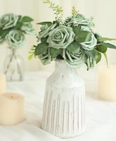 Fausses roses en mousse réalistes avec tiges, 25 pièces, fleurs artificielles en PE pour décorations de mariage, centres de table de douche nuptiale