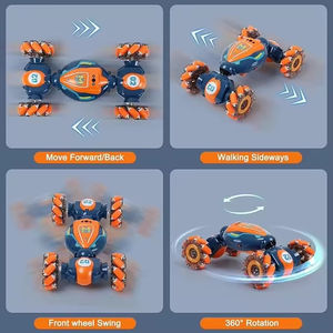 Voiture <span class=keywords><strong>de</strong></span> cascade RC à quatre roues motrices 2,4 G 1/18 avec lumières et <span class=keywords><strong>musique</strong></span>, transformation en un clic, double télécommande, détection gestuelle - Product Image 6