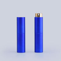 Botol Semprot Parfum Kaca Silinder Biru 8ml, Cetak Sablon, Botol Semprot Cologne Kecil Kosong untuk Perjalanan