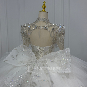 Vestido de Novia Jancember XS230 con Cuello Cuadrado Brillante, Borlas y Lazo Abullonado - Product Image 6