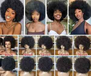Perruque <span class=keywords><strong>cheveux</strong></span> humains afro crépus bouclés-courte sans dentelle faite à la machine cuticule alignée <span class=keywords><strong>cheveux</strong></span> bruts Remy en plusieurs couleurs - Product Image 5