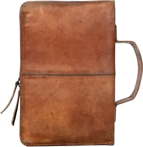 Custom Brown Vintage Leather Bible Cover With Handle And Back Pocket Bible Case Cover For Women