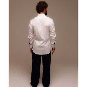 Camisa de Vestir Casual Blanca para Hombre Thomas Mason, 100% Algodón Satinado, Corte 37, Talla 6XL, Manga Corta, Tejido Antiarrugas - Product Image 3