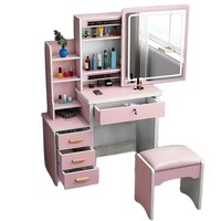 Ensemble de meubles de chambre moderne et minimaliste, compact et multifonctionnel, avec coiffeuse en MDF au design panneau et unité de rangement intégrée pour petites espaces