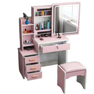 Ensemble de meubles de chambre moderne et minimaliste, compact et multifonctionnel, avec coiffeuse en MDF au design panneau et unité de rangement intégrée pour <span class=keywords><strong>petites</strong></span> espaces - Product Image 1
