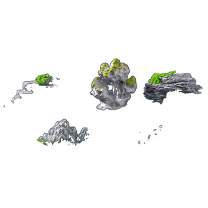 Figurine micro-landscape créative et mignonne, décoration de montagne artificielle en résine, radeau en bambou, paysage artisanal pour bureau - Product Image 1