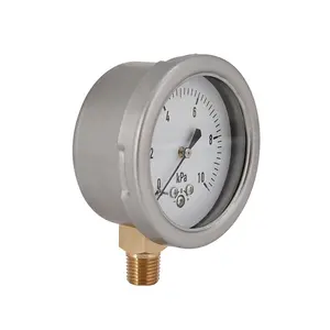 63mm Stainless Steel 2.5'' Dial Capsule Pressure Gauge With Customized Pressure Range 1/4''NPT Lower Mount 1.6 Accuracy