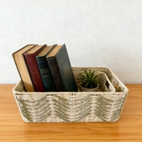 Panier rectangulaire multifonctionnel personnalisable en corde de papier tressée, moderne, écologique et durable, pour comptoir et usage domestique
