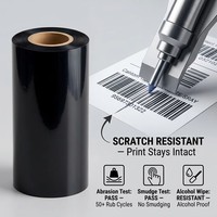 Pita Transfer Termal Barcode Warna TTR Lebar 24mm 110mm 300m Wax Resin Printer Label Original