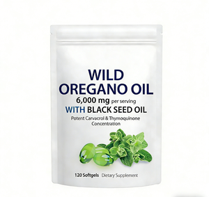 อาหารเสริมสมุนไพรเพื่อสุขภาพทางเดินอาหาร 6000 มก. น้ำมันออริกาโนป่าแบบซอฟต์เจล สำหรับผู้ใหญ่ ไม่เหมาะสำหรับสตรีมีครรภ์ (OEM รับผลิตแบรนด์ส่วนตัว) - Product Image 1