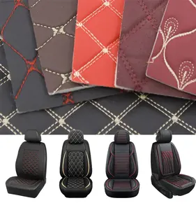 Bordado acolchado costura PU PVC tela de cuero sintético para asiento de coche alfombrillas de coche