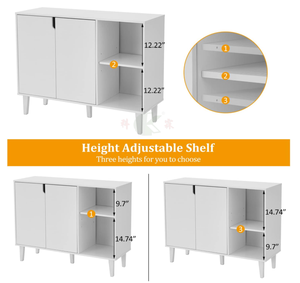<span class=keywords><strong>Buffet</strong></span> de rangement <span class=keywords><strong>blanc</strong></span> avec 2 portes, 2 étagères, 41,8" L x 15" W x 32,5" H - Product Image 4
