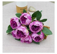 Buket Bunga Peony Sutra Buatan 7 Tangkai Warna Ungu, Beraroma, Tahan Lama, Modern, Dekorasi Wisuda & Hari Valentine
