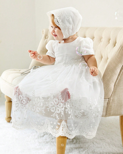 Nuevo modelo bordado <span class=keywords><strong>blanco</strong></span> bebé recién nacido bautismo comunión <span class=keywords><strong>vestido</strong></span> cumpleaños Formal niño niñas vestidos - Product Image 4