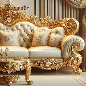 Divano a Tre Posti di Lusso Europeo con Decorazioni in Diamanti, Vendita Calda, Legno Massello di Alta Qualità, Elegante Imbottito per <span class=keywords><strong>Soggiorno</strong></span> - Product Image 4