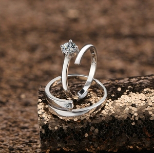 LT-043 S925 bague ouverte en argent Sterling mâle et femelle Couple petite amie bague coréenne bijoux en argent Sterling en gros - Product Image 4