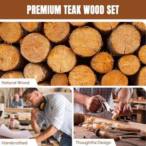 Mooues 1 pièce, cuillères de cuisine en bois de teck naturel, sans BPA, finition lisse, ustensiles de cuisine, antiadhésifs, résistants à la chaleur, AC-02 - Product Image 3