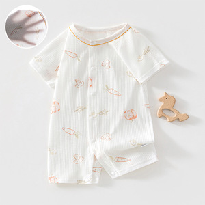 Combinaison d'été à manches courtes pour bébé, en coton fin, unisexe, respirante, pyjama pour nouveau-né, combinaison de ramper climatisée - Product Image 1